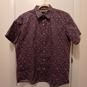 Michael Kors Men's Slim Fit Paisley Floral Button Down Shirt-XL